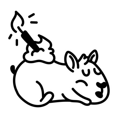 Çizim tarzında evcil hayvan doğum günü simgesi 