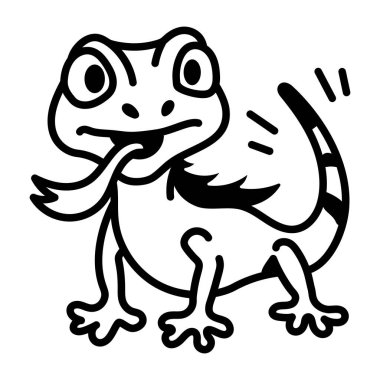 Şirin bir kertenkelenin el çizimi ikonu 