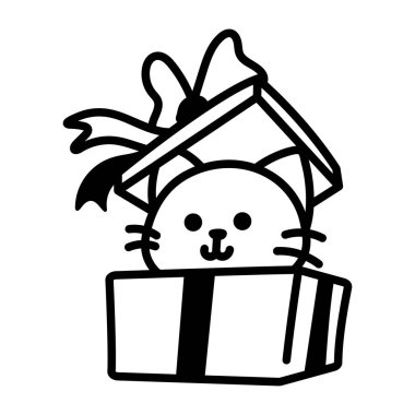 Kedi hediye kutusunun karalama simgesi.