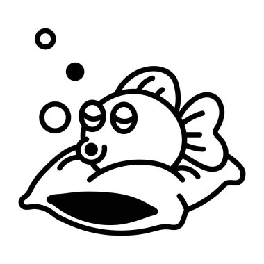 Yastıkta uyuyan balıklar, resim simgeleri. 