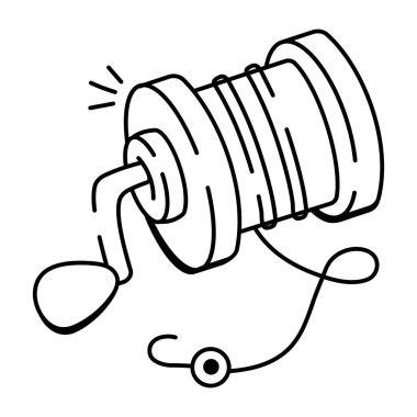 Karalama tarzında balıkçı makarası simgesi