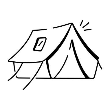 Yarım yamalak biçiminde çadır simgesi