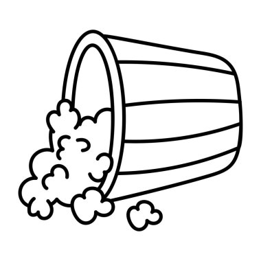 Patlamış mısır kovasının el çizimi simgesi. 