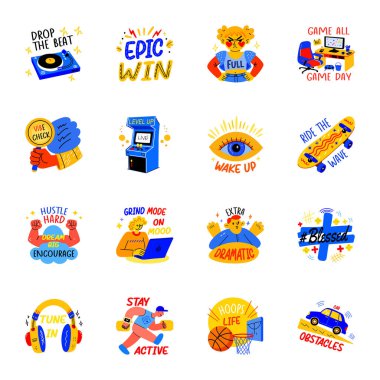 Düz Stil Gençlik Duygu Etiketleri 