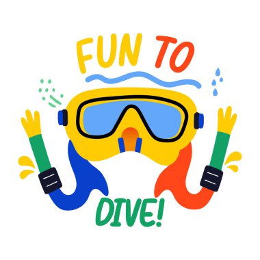 Dalış maskesinin düz stil etiketi 