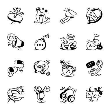 Sohbet El Çizimi Simgeleri Paketi 