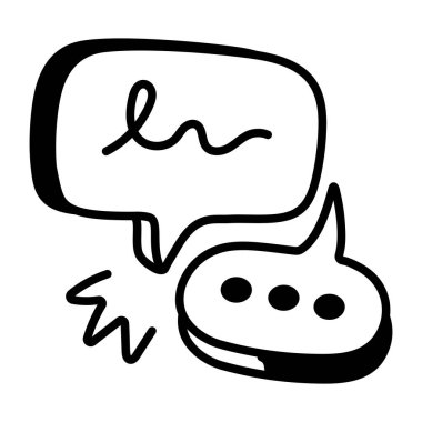 İletişimi temsil eden iki sohbet baloncuğunun el çizimi simgesi