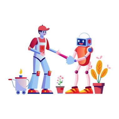 Robot bahçesinin düz bir çizimi 