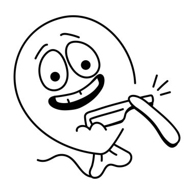 Kalp emojisi olan el çizimi bir saat ikonu 