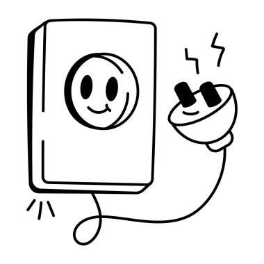 Elektrik prizinin el çizimi simgesi 