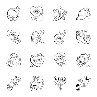 Bundle of Graffiti and Evil Doodle Icons  clipart