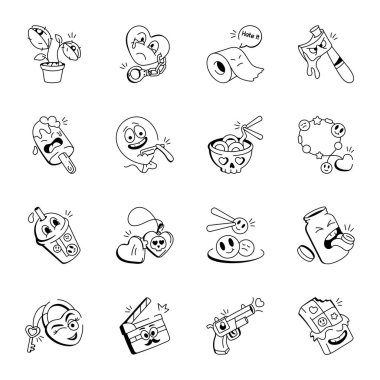 Collection of Graffiti Doodle Icons  clipart