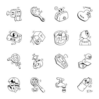 Graffiti ve Ürkütücü Doodle Simgeleri 