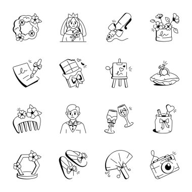 16 Düğün Kuklası Simgesi Paketi 