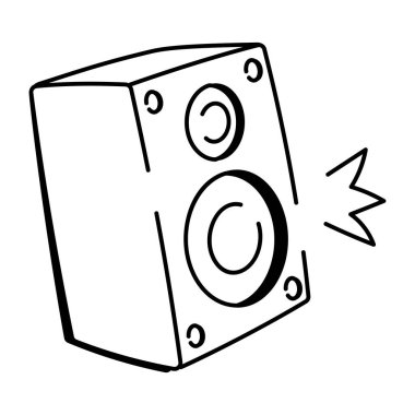 Bir müzik hoparlörünün el çizimi simgesi 