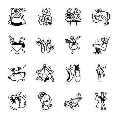 El Çizimi Bale Çalışma Simgeleri 