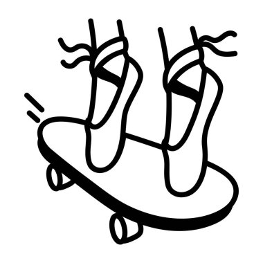 El çizimi tarzında kaykay balesi simgesi