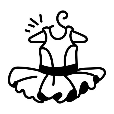 Asılı bir elbisenin el çizimi ikonu. 