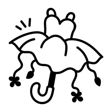 El çizimi biçiminde bale şemsiyesi simgesi 