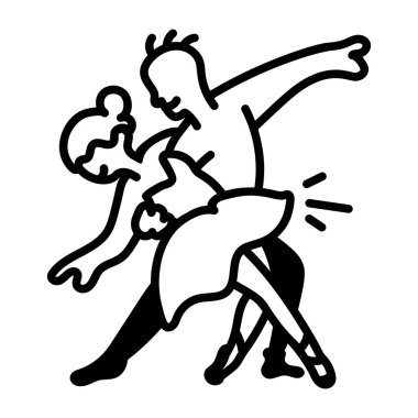 Dans partneri simgesi el çizimi stili 