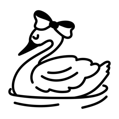 Kuğu kuşunun el çizimi simgesi. 