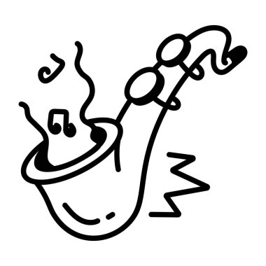 Saxophone icon in hand drawn style  clipart