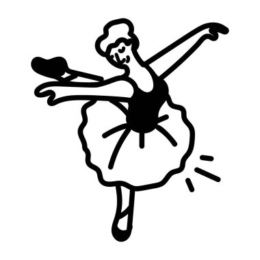 Balerin alıştırmasının karalama stili simgesi. 