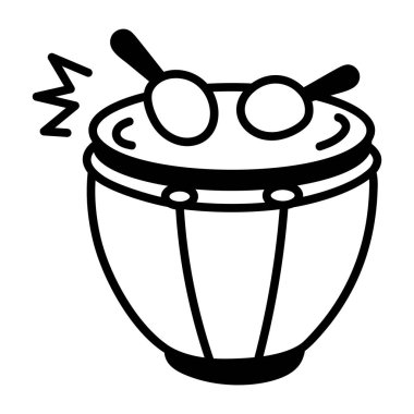 Timpani drum icon in hand drawn style  clipart