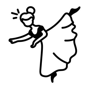 Dans eden balerin, basit siyah beyaz çizimler.  