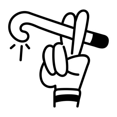 Elinde baston, karalama stili simgesi 