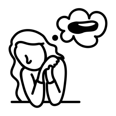 Karalama tarzı bir kızın balerin rüyası ikonu. 