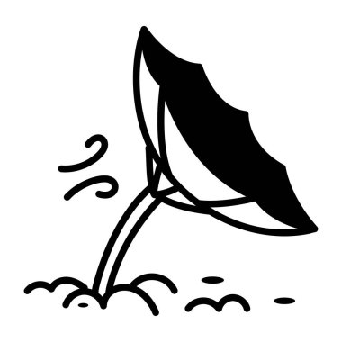 Plaj fırtına simgesi el çizimi stili 