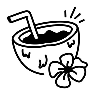 El çizimi Hindistan cevizi içeceği simgesi 