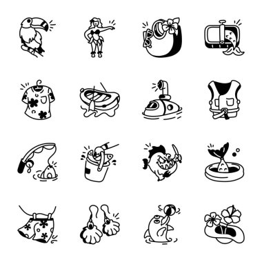 Plaj Tatil Stili Simgeleri 