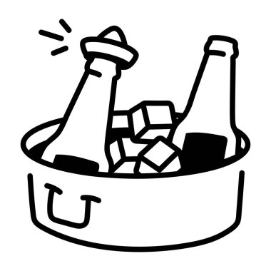 Soğutma kovasının el çizimi simgesi. 