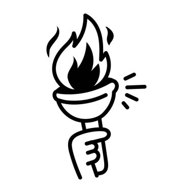 Ateş meşalesinin el çizimi simgesi. 