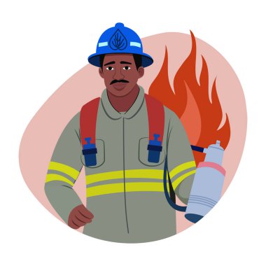 İtfaiyeci çizimi düz bir stilde 