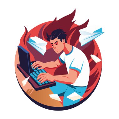 Düz stili olan bir adamın hızlı çizimi 