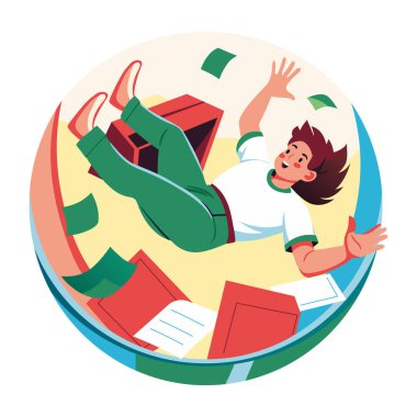 Bir insan iş tuzağına düşüyor, düz çizim. 