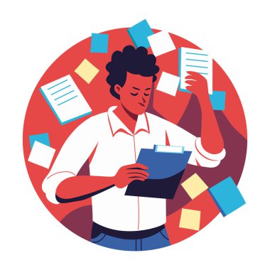 Yapışkan notları ve düz çizimleri olan biri. 