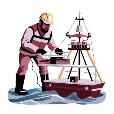 A flat illustration of professional marine scientist  clipart