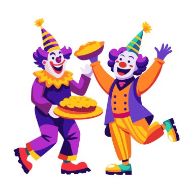 A flat illustration of funny clown performance  clipart