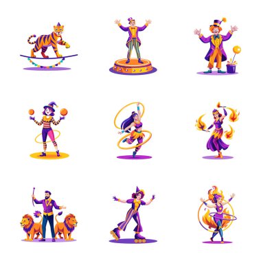 Düz Stil Sirk Çizimlerini Göster 