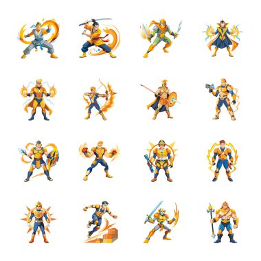 Düz Stil Video Oyun Karakterleri Paketi