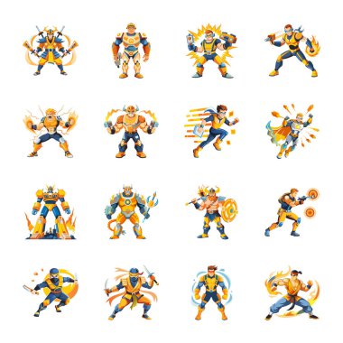 Düz Stil Sanal Oyun Karakterleri Koleksiyonu 