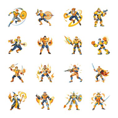 Düz Stil Oyunları Seti Avatar Çizimleri 