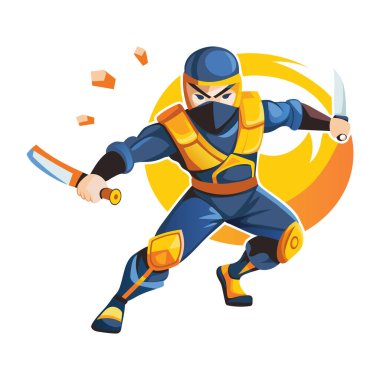 Düz stil Ninja Savaşçısı çizimi 