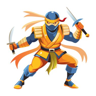 Bir ninja karakterinin düz bir çizimi 