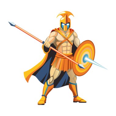 Düz stil ile Spartalı savaşçı çizimi 