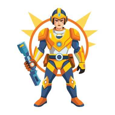 Düz stil ile savaşçı karakter çizimi 